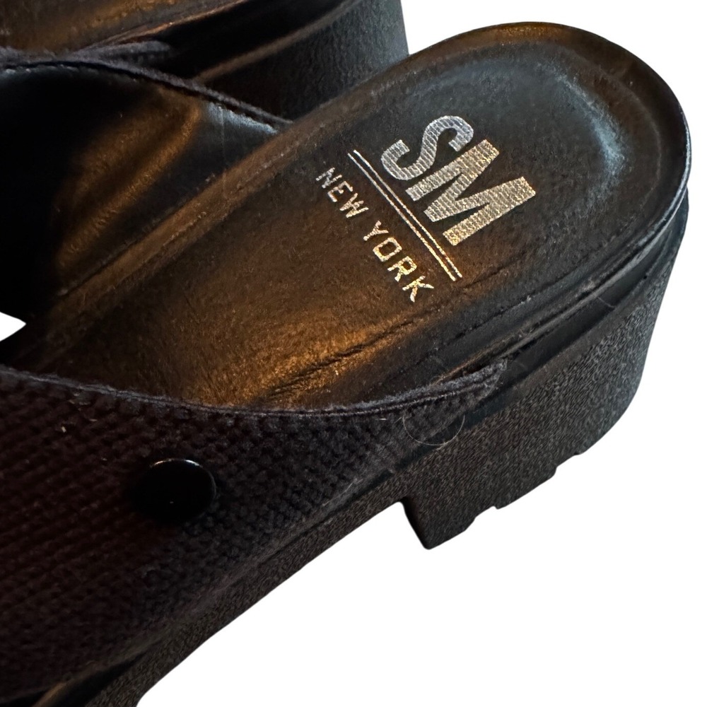 SM New York Stacy Platform Sandals 8 Black Crisscross Lug Sole Grunge Goth - Picture 9 of 10
